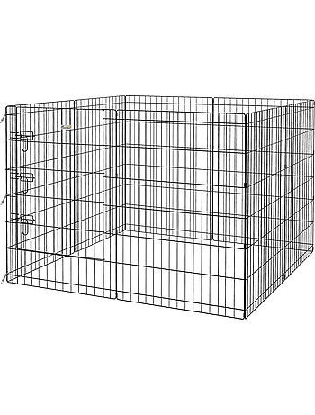 Parc enclos modulable chien - porte verrouillable, 8 panneaux 61 x 91 cm - métal noir