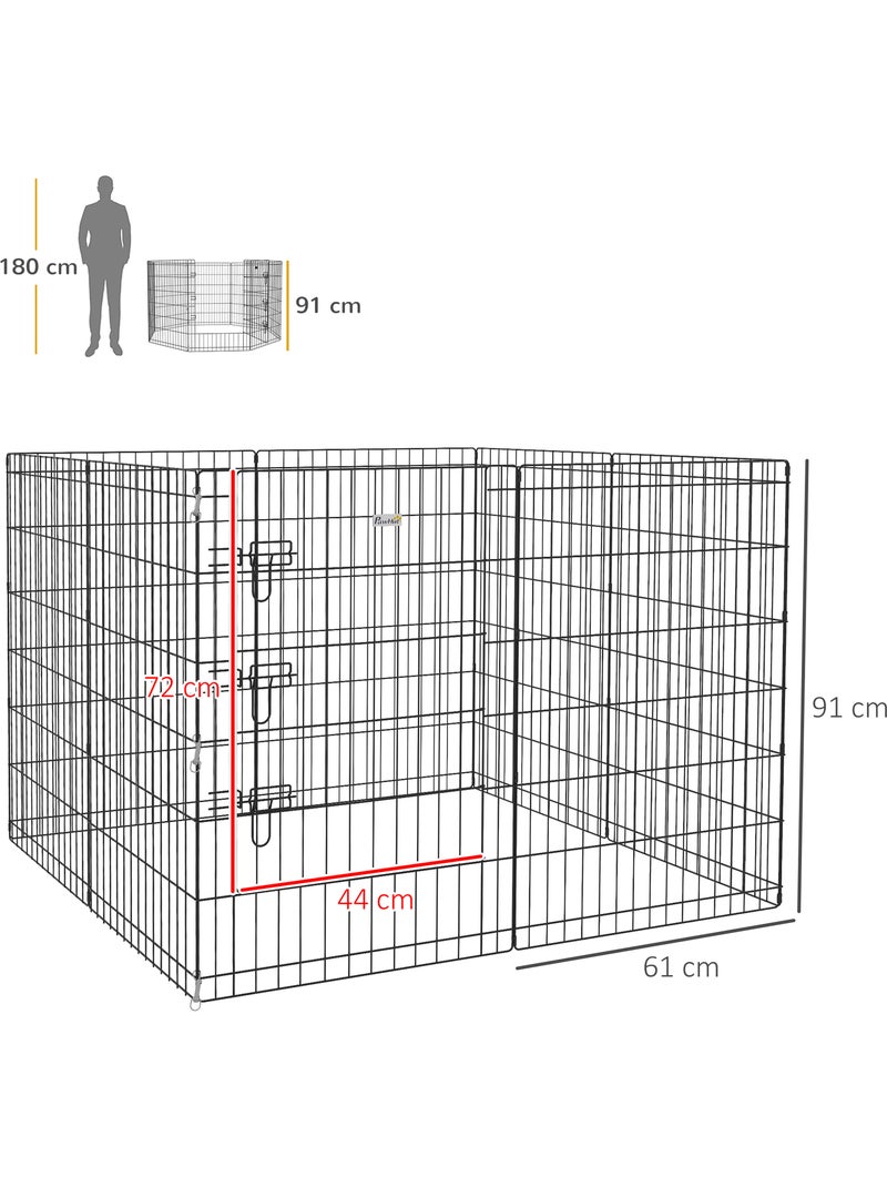 Parc enclos modulable chien - porte verrouillable, 8 panneaux 61 x 91 cm - métal noir Noir - Kiabi
