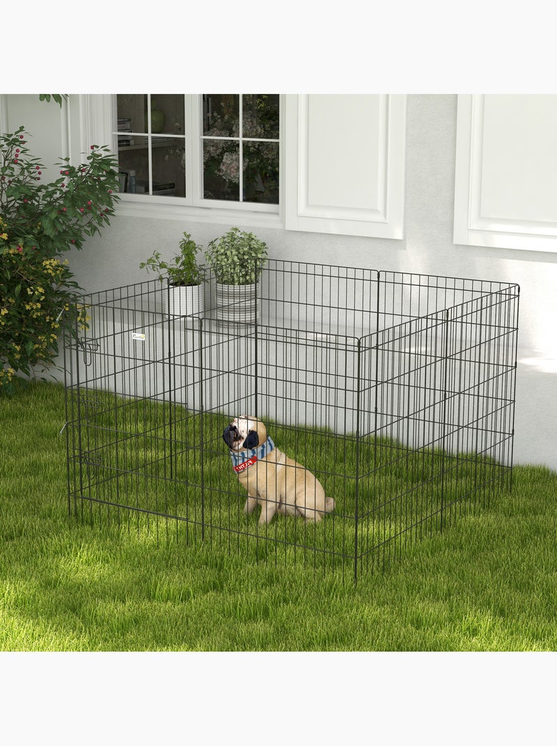 Parc enclos modulable chien - porte verrouillable, 8 panneaux 61 x 91 cm - métal noir Noir - Kiabi