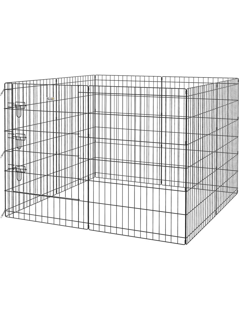 Parc enclos modulable chien - porte verrouillable, 8 panneaux 61 x 91 cm - métal noir Noir - Kiabi
