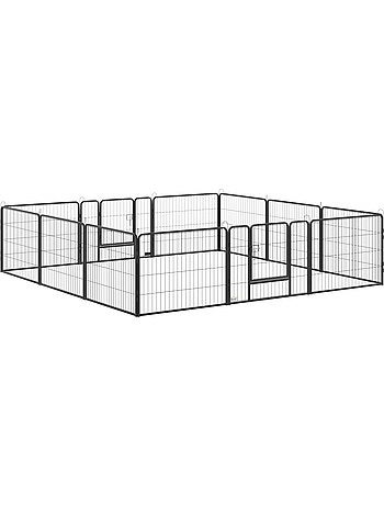 Parc enclos modulable pour animaux - acier noir
