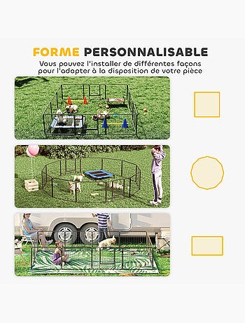 Parc enclos modulable pour animaux - acier noir
