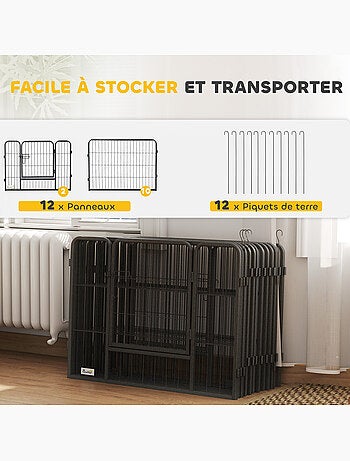 Parc enclos modulable pour animaux - acier noir