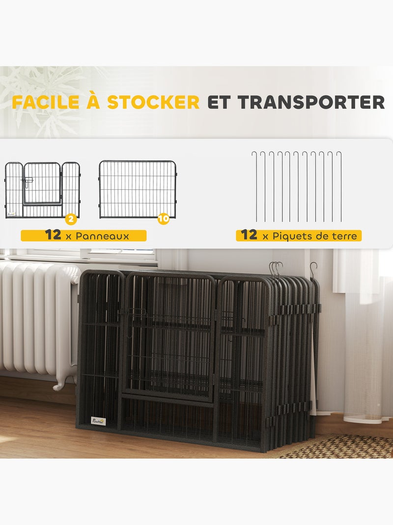 Parc enclos modulable pour animaux - acier noir Noir - Kiabi
