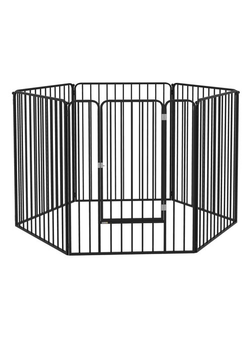 Parc enclos modulable pour chien 6 panneaux porte acier noir - Kiabi