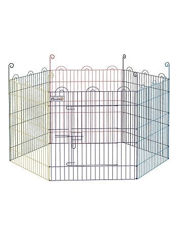 Parc enclos modulable pour chien animaux porte métal multicolore