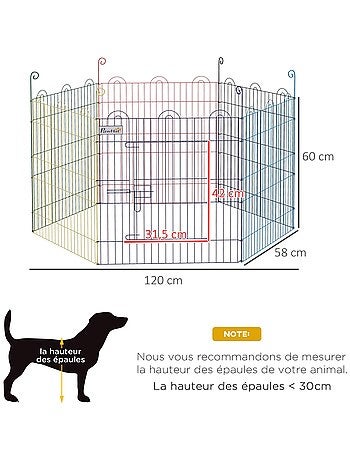 Parc enclos modulable pour chien animaux porte métal multicolore