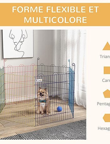 Parc enclos modulable pour chien animaux porte métal multicolore