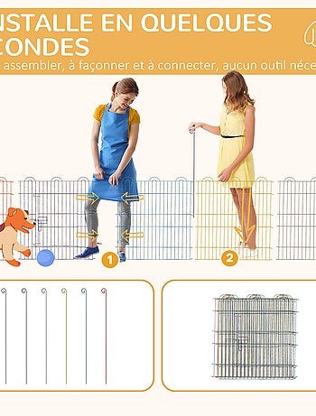 Parc enclos modulable pour chien animaux porte métal multicolore