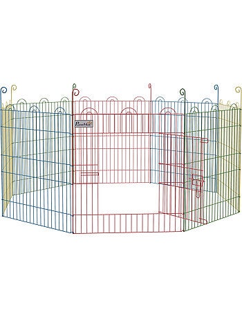 Parc enclos modulable pour chien animaux porte métal multicolore
