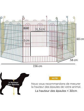 Parc enclos modulable pour chien animaux porte métal multicolore