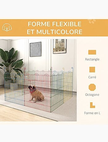 Parc enclos modulable pour chien animaux porte métal multicolore