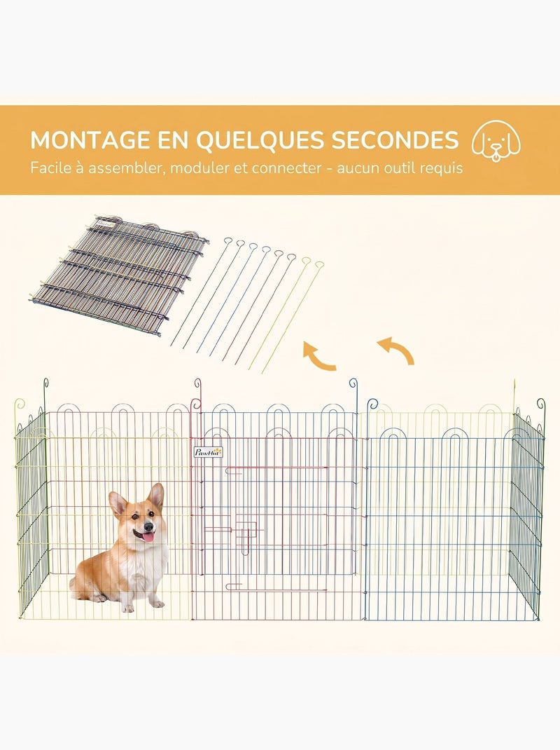 Parc enclos modulable pour chien animaux porte métal multicolore Multicolore - Kiabi