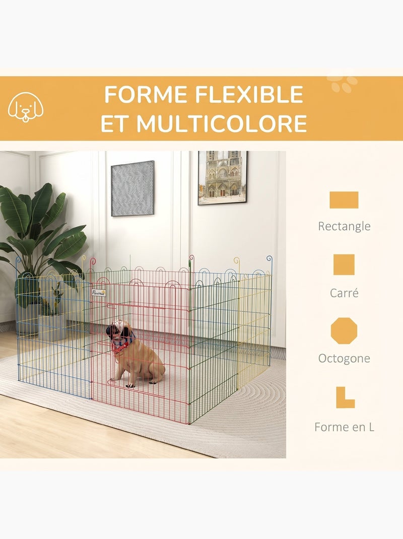 Parc enclos modulable pour chien animaux porte métal multicolore Multicolore - Kiabi