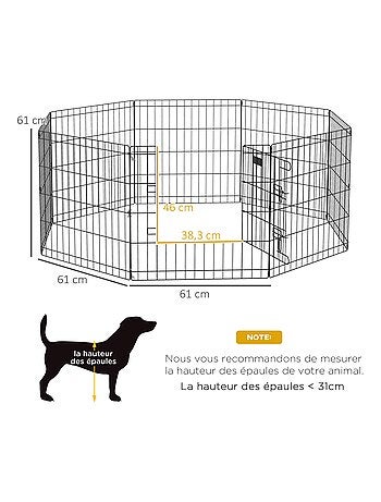 Parc enclos modulable pour chien animaux porte métal noir