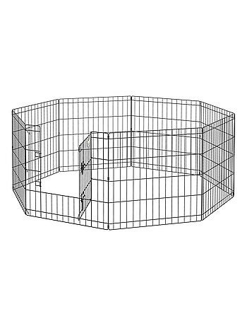 Parc enclos modulable pour chien animaux porte métal noir