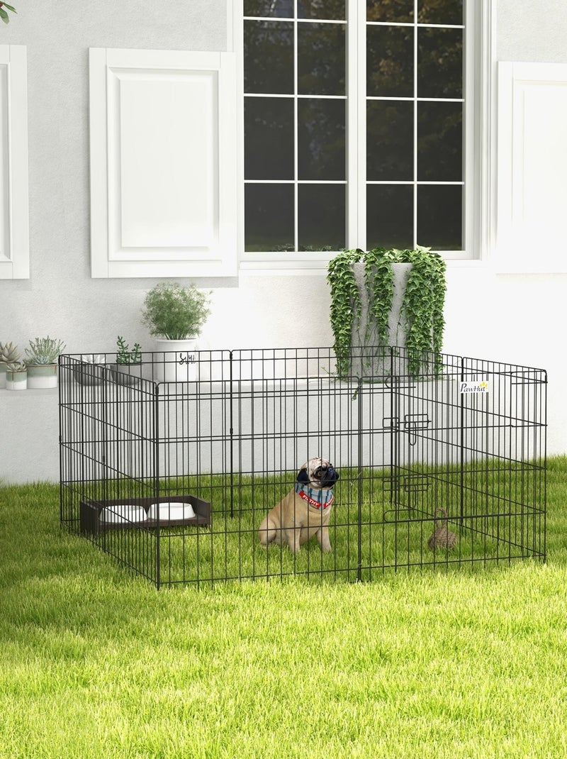 Parc enclos modulable pour chien animaux porte métal noir Noir - Kiabi