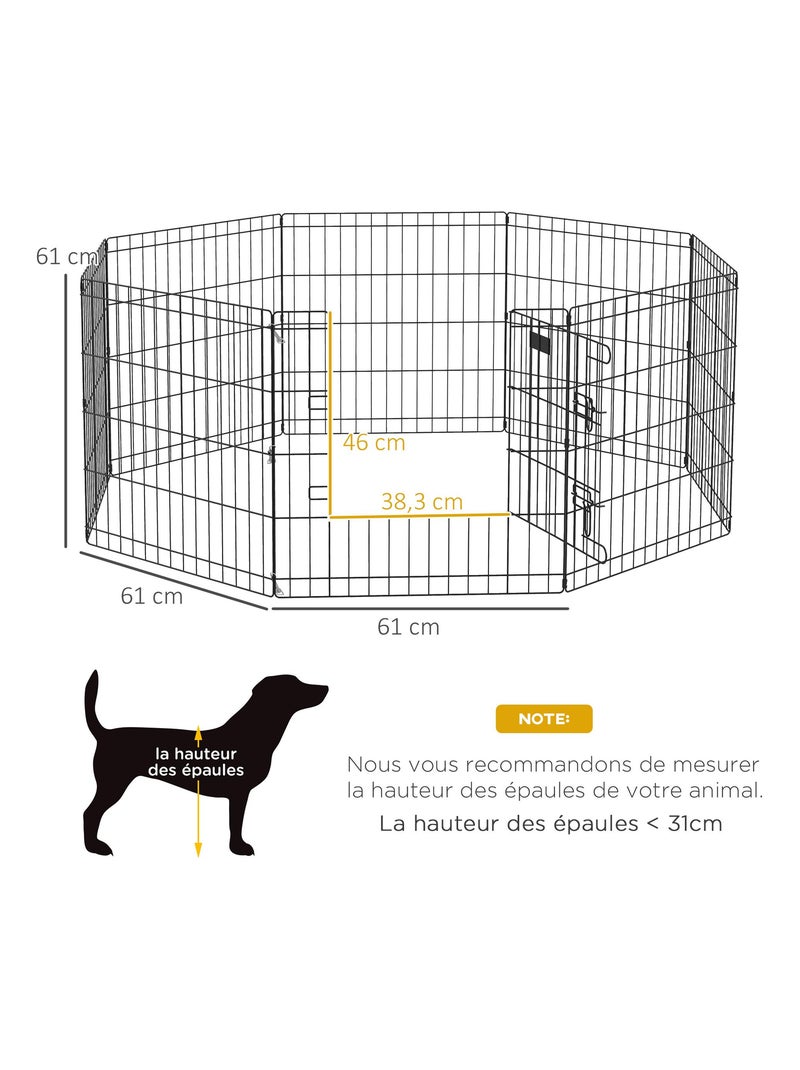 Parc enclos modulable pour chien animaux porte métal noir Noir - Kiabi