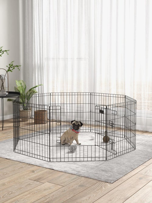 Parc enclos modulable pour chien animaux porte métal noir - Kiabi