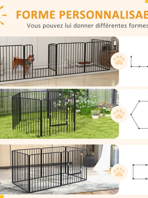 Parc enclos modulable pour chien porte 6 panneaux noir - Kiabi Parc enclos modulable pour chien porte 6 panneaux noir - Kiabi