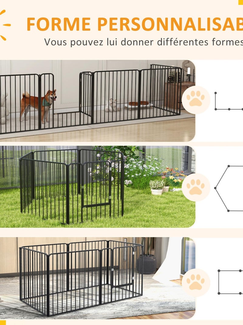 Parc enclos modulable pour chien porte 6 panneaux noir Noir - Kiabi