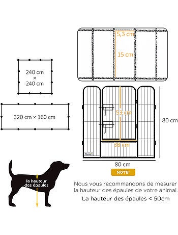 Parc enclos modulable verrouillable dim. Carrées totales 240 x 240 cm acier époxy