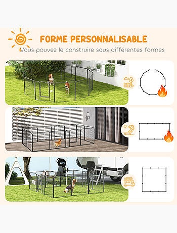 Parc enclos modulable verrouillable dim. Carrées totales 240 x 240 cm acier époxy
