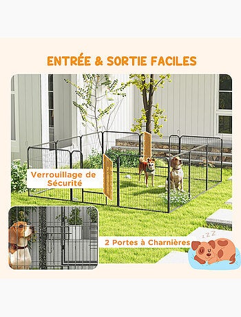 Parc enclos modulable verrouillable dim. Carrées totales 240 x 240 cm acier époxy