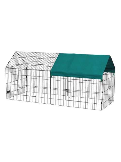 Parc enclos petits animaux - tout équipé - acier noir polyester vert - Kiabi