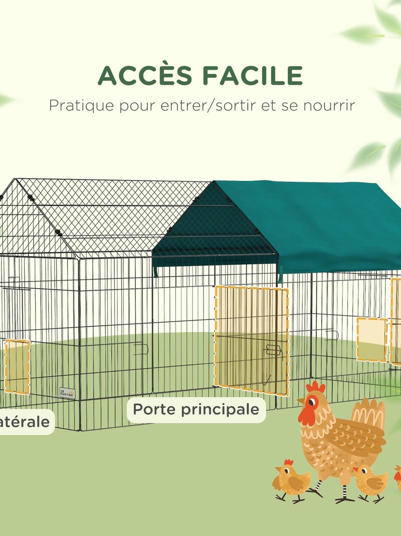 Parc enclos petits animaux - tout équipé - acier noir polyester vert Vert - Kiabi