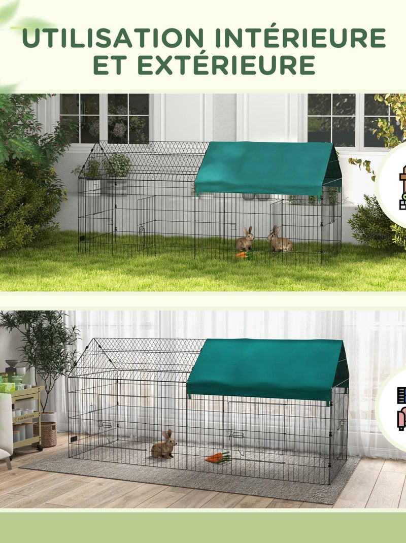 Parc enclos petits animaux - tout équipé - acier noir polyester vert Vert - Kiabi