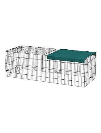 Parc enclos petits animaux - tout équipé - acier noir polyester vert