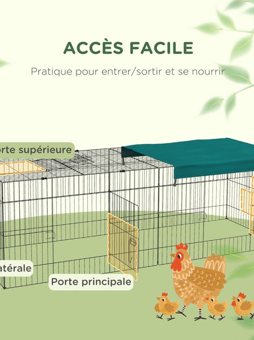 Parc enclos petits animaux - tout équipé - acier noir polyester vert - Kiabi