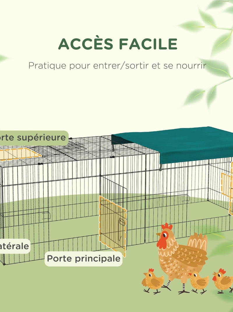 Parc enclos petits animaux - tout équipé - acier noir polyester vert Vert - Kiabi