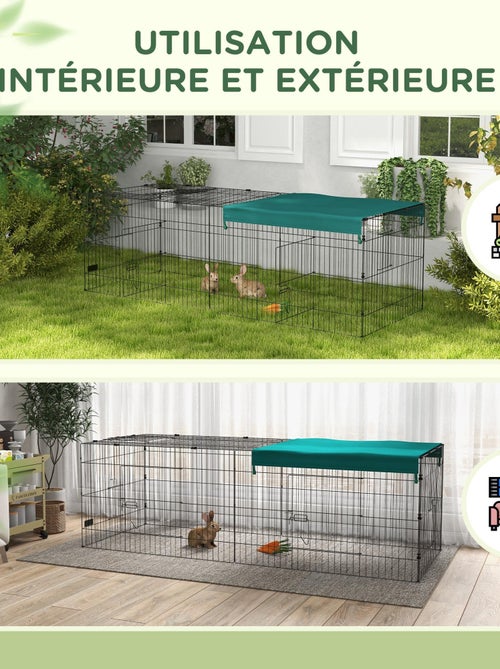 Parc enclos petits animaux - tout équipé - acier noir polyester vert - Kiabi