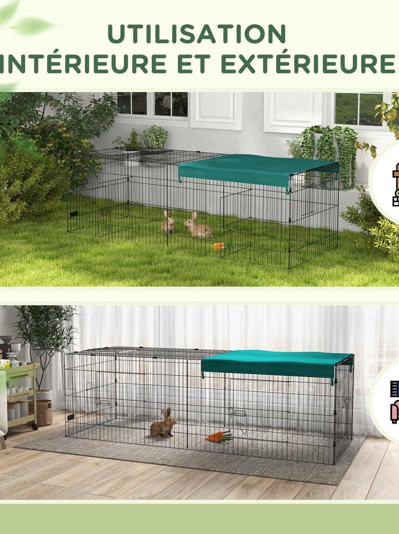 Parc enclos petits animaux - tout équipé - acier noir polyester vert Vert - Kiabi