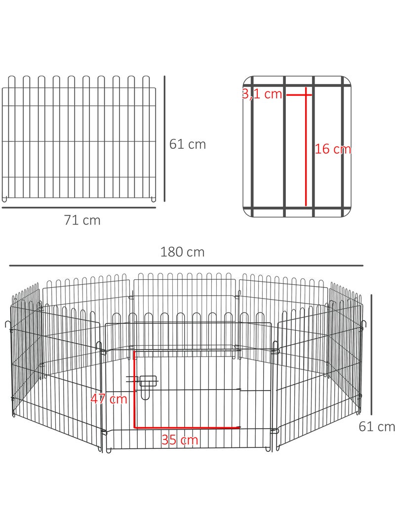 Parc enclos pour chiens chiots 71lx61h cm Noir - Kiabi