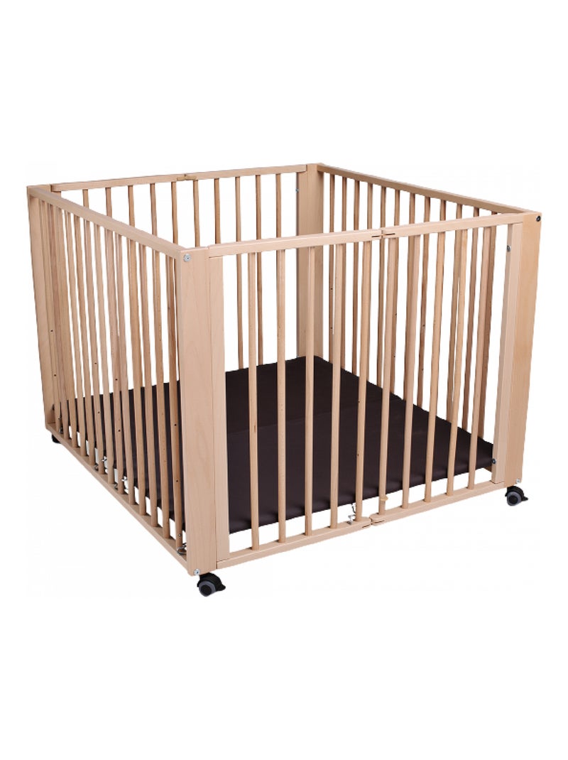 Parc Moritz en bois avec matelas Beige - Kiabi