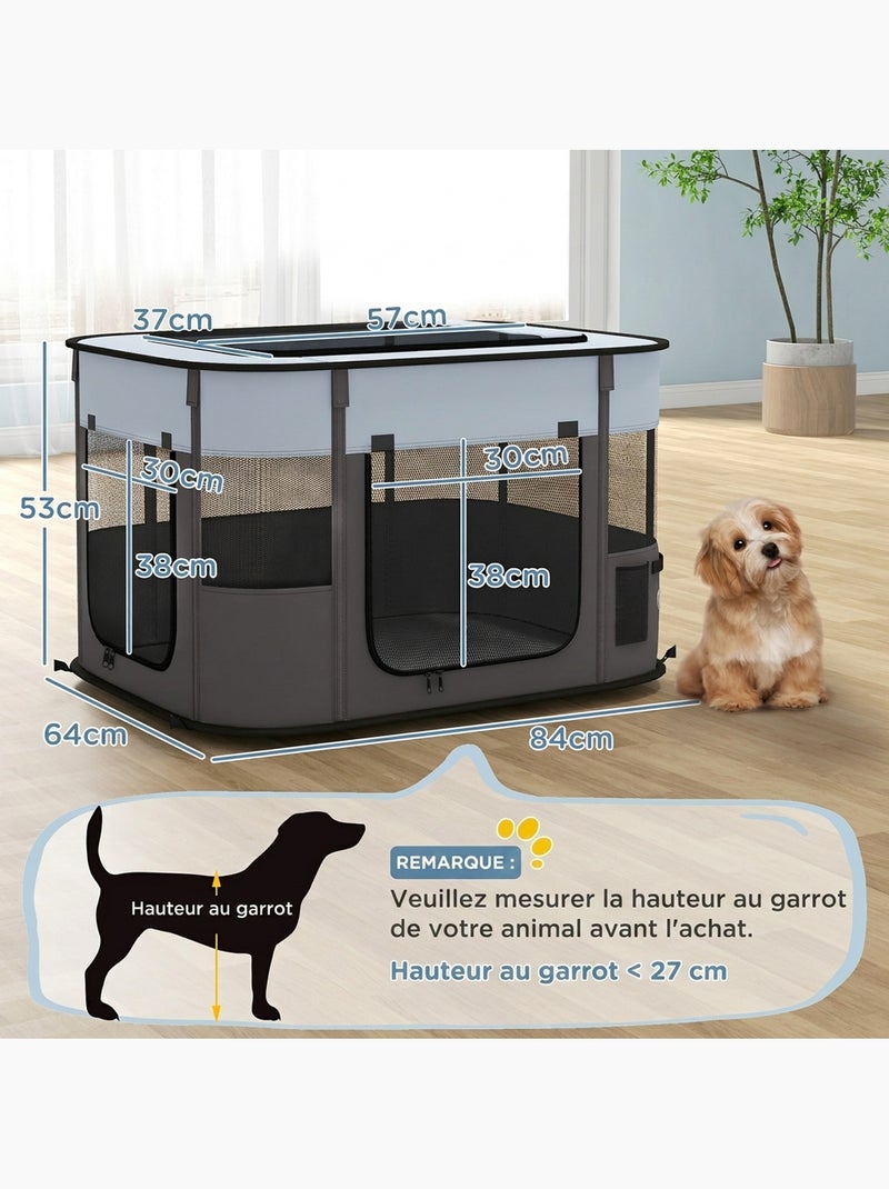 Parc pliable pour chien en tissu oxford - fenêtres, portes, sac rangement - gris noir Gris - Kiabi