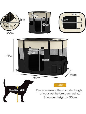 Parc pour chien pliable dim. 94l x 74l x 60h cm tissu oxford