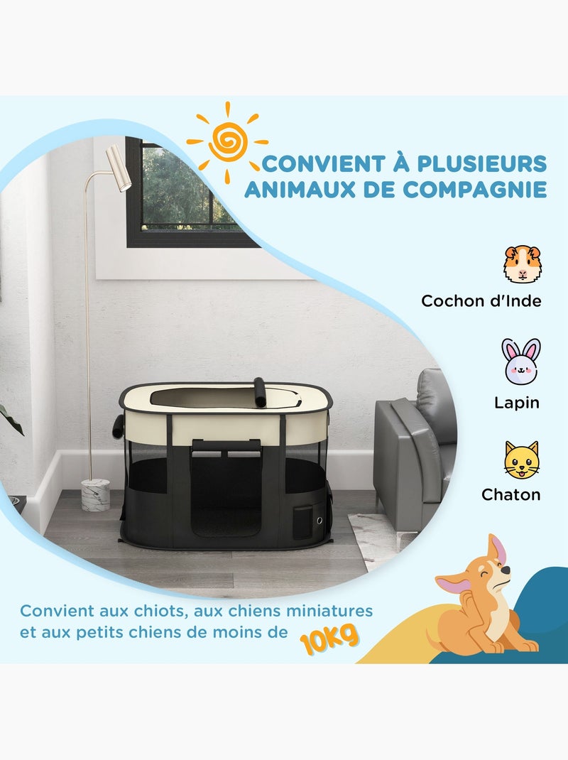 Parc pour chien pliable dim. 94l x 74l x 60h cm tissu oxford Beige/Blanc - Kiabi