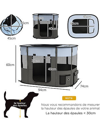 Parc pour chien pliable dim. 94l x 74l x 60h cm tissu oxford