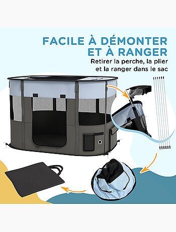 Parc pour chien pliable dim. 94l x 74l x 60h cm tissu oxford
