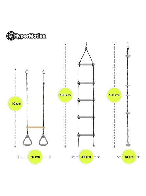 Parcours D'escalade Enfant Course d'obstacles - 9 Obstacles, Barres de Trapèze, Anneaux Gymnastique - Kiabi