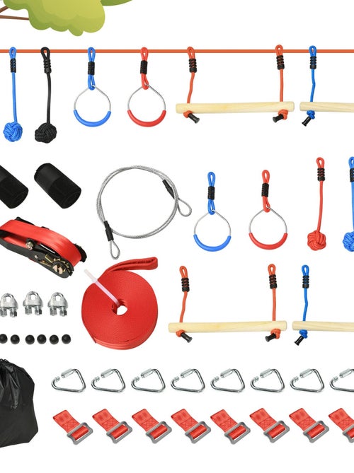 Parcours d'obstacles ninja enfant 10 m - 30 accessoires - Kiabi