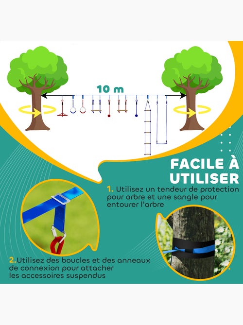 Parcours d'obstacles ninja enfant 10m 10 accessoires max. 50Kg bleu rouge - Kiabi Parcours d'obstacles ninja enfant 10m 10 accessoires max. 50Kg bleu rouge - Kiabi