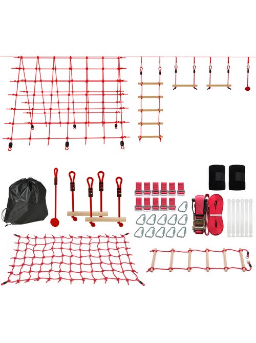 Parcours d'obstacles Ninja enfants 10 M charge 100 kg PP rouge - Kiabi Parcours d'obstacles Ninja enfants 10 M charge 100 kg PP rouge - Kiabi