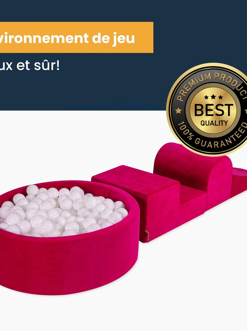 Parcours Motricité Bébé avec Piscine à Balles pour Enfant Blanc Rose - Kiabi
