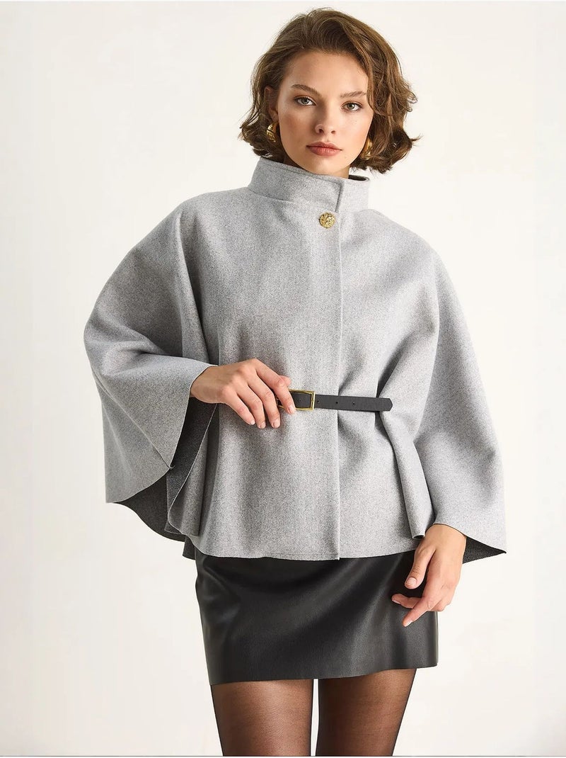Pardessus surdimensionné en laine mélangée texturée lucci Gris - Kiabi