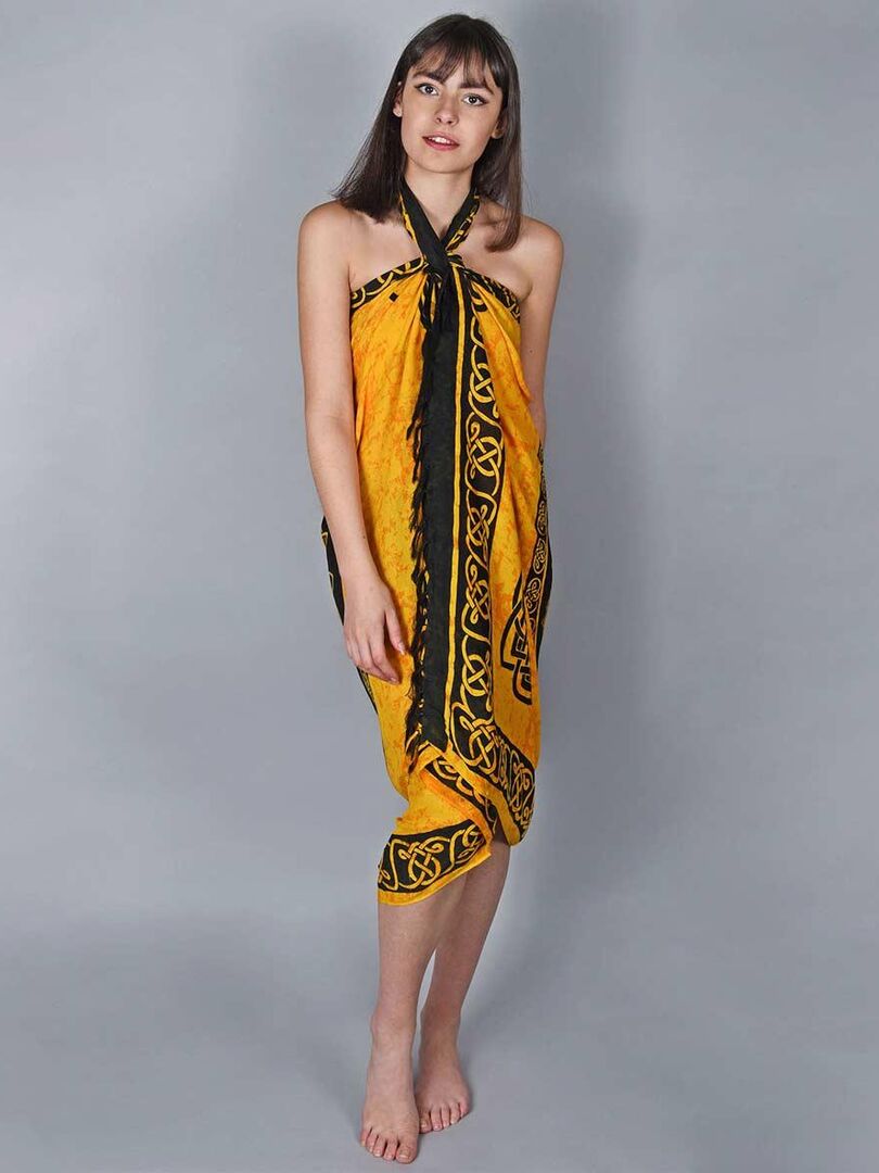 Paréo Lambahoany Motifs Africains – Jaune – Soaartshop – Taille Unique Femme